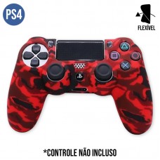 Capa de Silicone para controle PS4 Camuflada Vermelha